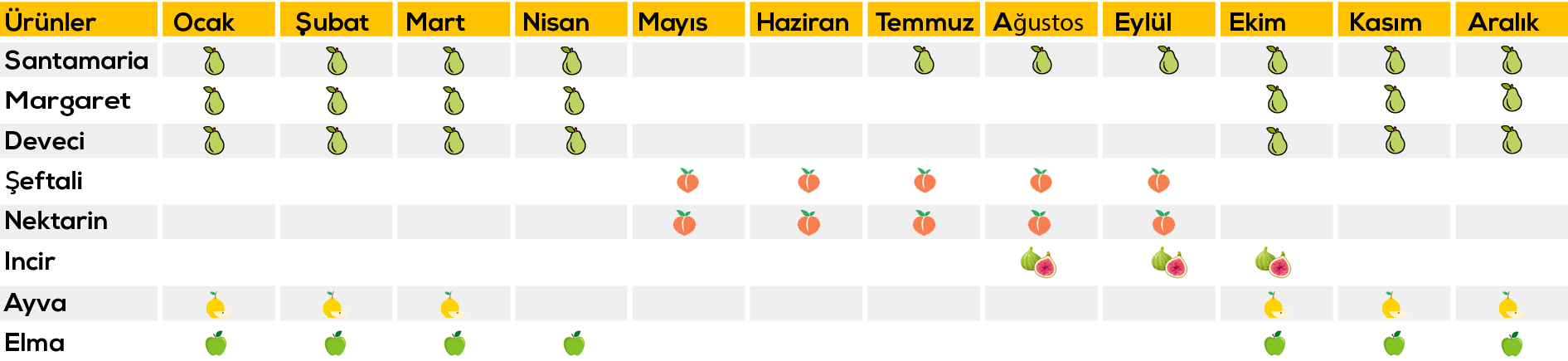 Erdönmez Gıda - Ürün Takvimi - Meyve Sezonu, Erdönmez Soğuk hava tesisleri, Bursa Soğuk hava tesisleri, Bursa Elma, Bursa Armut, Bursa deveci armutu, Erdönmez Gıda, Bursa Erdönmez Gıda Soğuk Hava Tesisleri, Erdönmez Soğuk Hava Deposu, erdonmezgida.com